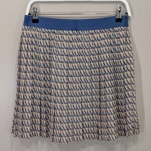 Club Monaco Mini Skirt Beige Blue Accordion Pleats NWT -Size 4